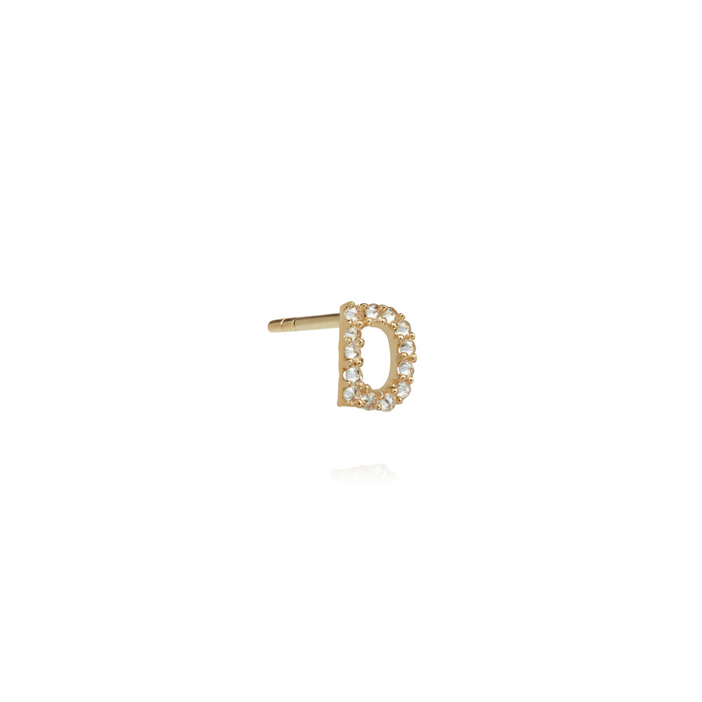 18ct Gold Diamond Initial D Single Stud Earring | Annoushka jewelley